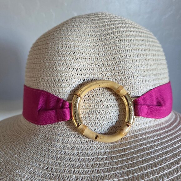 Lauren Ralph Lauren Wide Brim Sun Hat Cream/Pink Women\'s M Floppy Beach Vacation main image 8